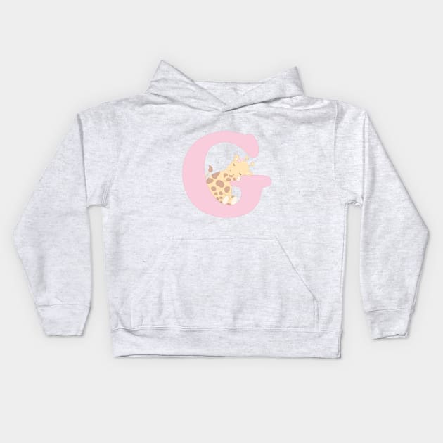 G - pink - giraffe Kids Hoodie by Cuddles and chaos